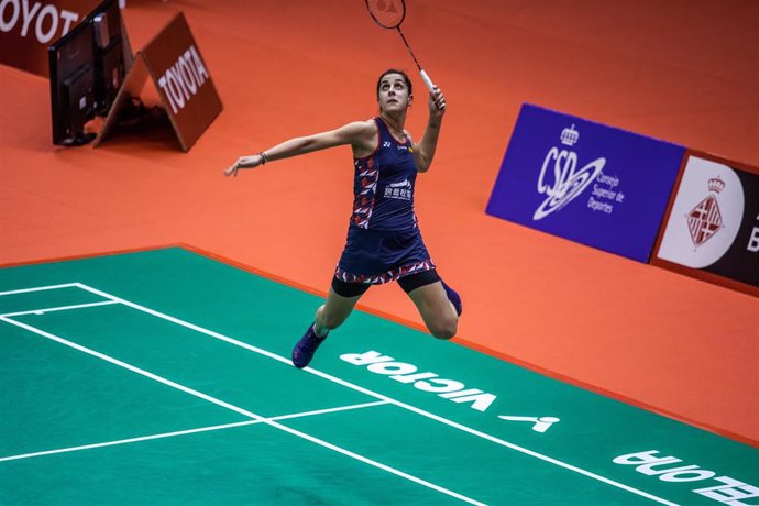 La jugadora de bádminton Carolina Marín juega en el Masters de España 2020 celebrado en el Pabellón Vall d'Hebron de Barcelona