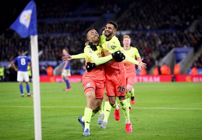 Gabriel Jesus celebra un gol con el Manchester City.