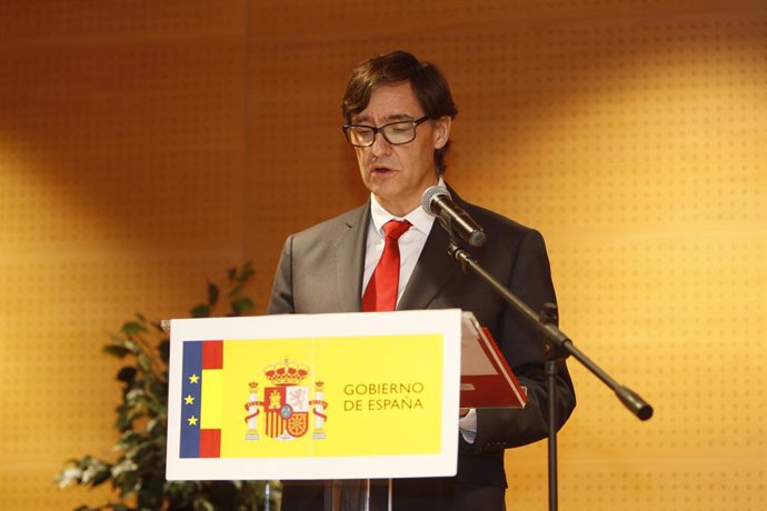 El ministre de Sanitat, Salvador Illa, intervé durant la presa de possessió  d'Aina Calvo com a nova delegada del Govern a Balears, a la delegació d'Economia i Hisenda de Palma de Mallorca (Espanya), 19 de febrer del 2020.