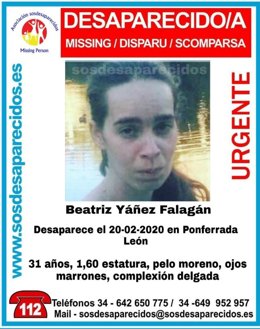 Cartel con la foto de la joven desaparecida.