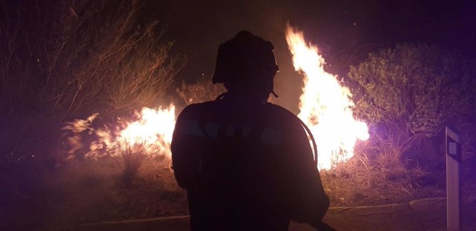 Efectiu de la UME treballant en les tasques d'extinció de l'incendi de Gran Canria