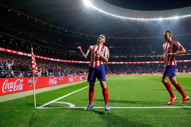 Ángel Correa celebra un gol del Atlético de Madrid.