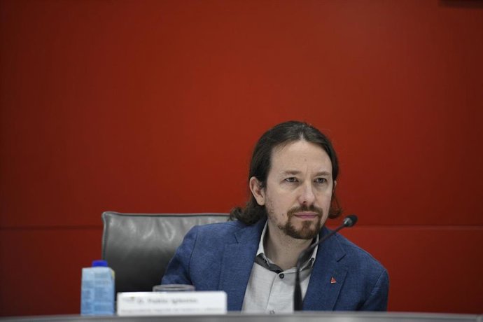 El vicepresidente segundo y ministro de Derechos Sociales y Agenda 2030, Pablo Iglesias durante la Asamblea General de la Plataforma del Tercer Sector.