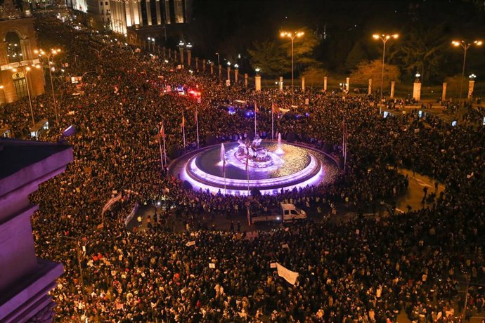 Manifestación de la huelga feminista en Madrid 