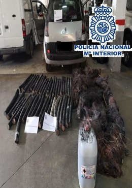 Restos de cobre intervenidos por la Policía Nacional en Málaga