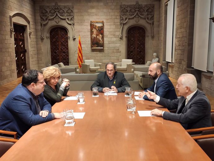 Reunión del presidente de la Generalitat, Quim Torra, con Joan Ignasi Elena, Magda Oranich, Marcel Mauri y Borja de Riquer