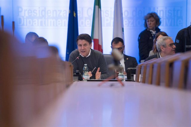 Giuseppe Conte en una reunión del Gobierno italiano en Roma