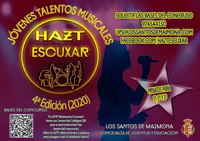 Cartel del Concurso de Talentos Musicales 'HAZT Escuxar" 2020 en Los Santos de Maimona