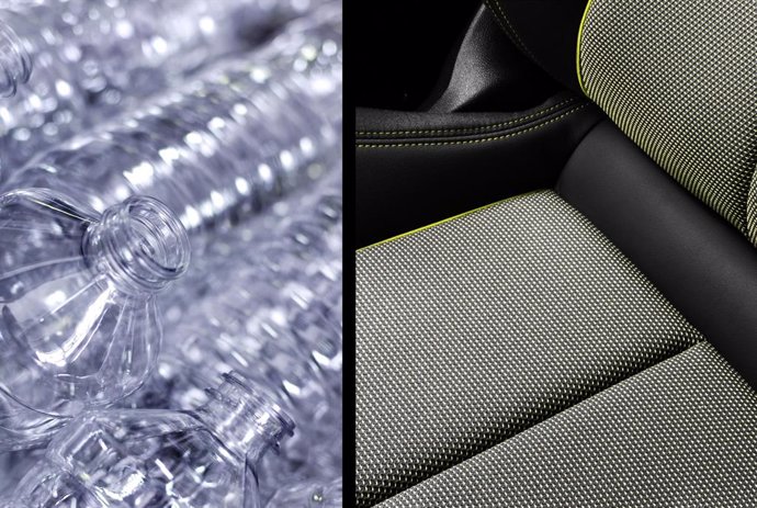Imagen de la tapicería producida a partir de plástico reciclado del nuevo Audi A3.