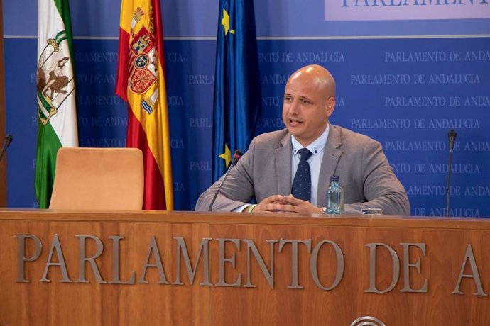 El portavoz parlamentario adjunto de Vox Rodrigo Alonso, en rueda de prensa.