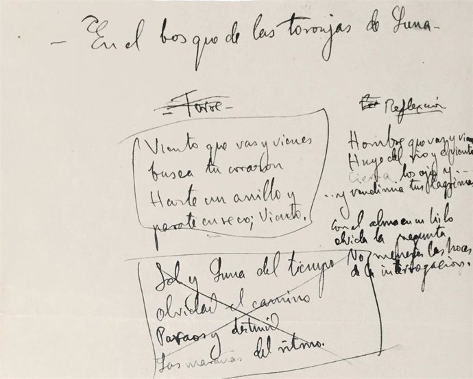 Manuscrito que se expone en la muestra 'Suites' del Centro Lorca