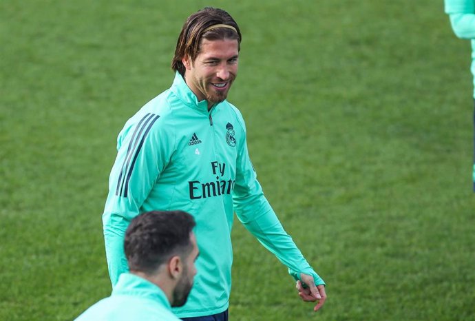 Sergio Ramos entrenando con el Real Madrid