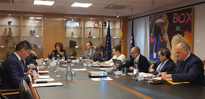 Irene Lozano, presidenta del CSD, preside la reunión de la Comisión Directiva del Consejo en presencia de David Aganzo y Javier Tebas