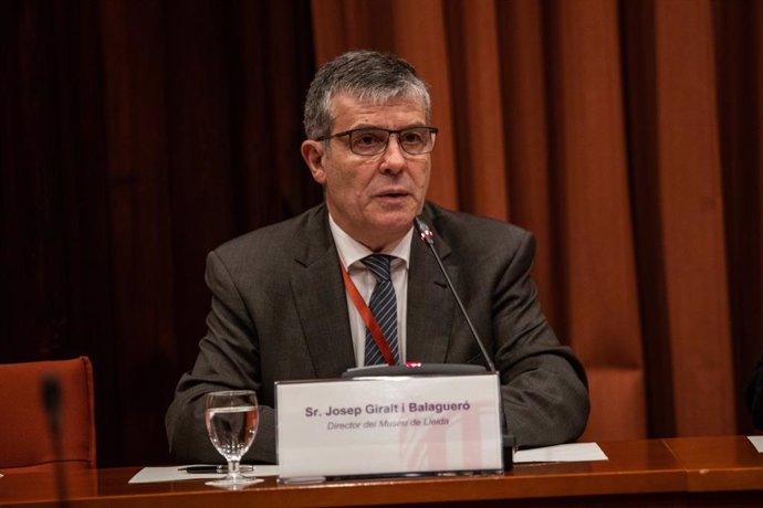 El director del Museu de Lleida, Josep Giralt, durant la seva intervenció en la comissió d'investigació sobre l'aplicació de l'article 155 de la Constitució a Catalunya, al Parlament, Barcelona (Espanya), 25 de febrer del 2020.