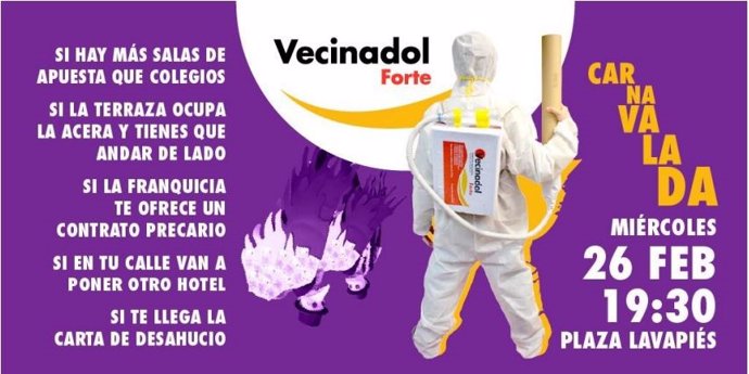 Una 'carnavalada' repartirá este miércoles 'Vecinadol Forte' para exigir el fin de la especulación con la vivienda en Madrid