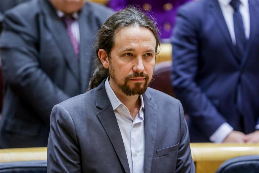 El vicepresidente segundo de Derechos Sociales y Agenda 2030, Pablo Iglesias, durante la sesión de control al Gobierno en el Senado en Madrid el 25 de febrero de 2020