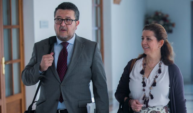 María José Piñero, dimitida como presidenta provincial de Vox Sevilla, llega a la comisión parlamentaria junto a Francisco Serrano