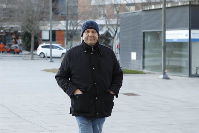 Uno de los ex directivos del Club de Fútbol Osasuna,  Txuma Peralta, a su llegada al Palacio de Justicia de Pamplona, donde comienza el juicio por  supuestos amaños de partidos en la temporada 2013-2014, en Pamplona /Navarra, a 20 de enero de 2020.