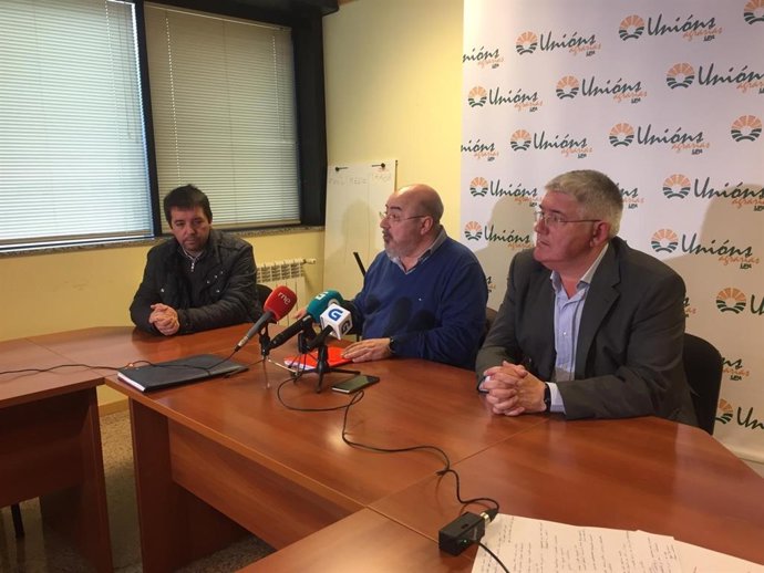 Roberto García en una rueda de prensa de Unións Agrarias