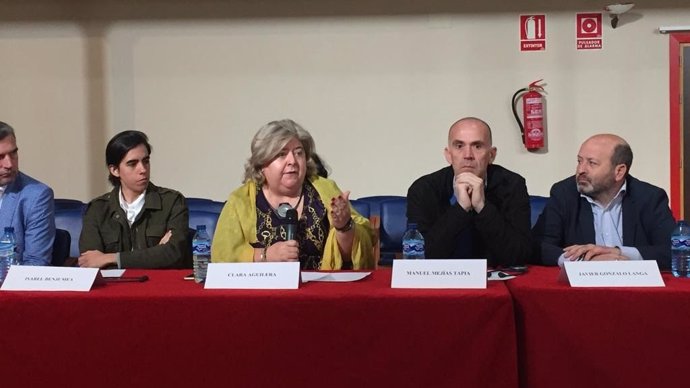 La eurodiputada Clara Aguilera durante su visita a Extremadura
