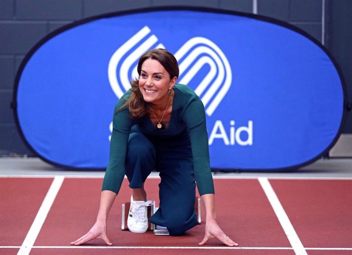 The Duchess Of Cambridge Visits London Stadium To Meet The Parents And Guardians Of SportsAid Stars