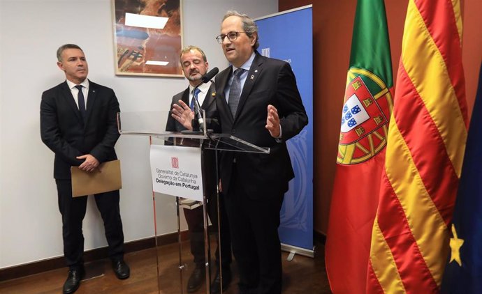 El presidente de la Generalitat, Quim Torra, en la reapertura de la delegación del Govern en Lisboa.