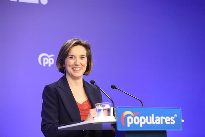 La vicesecretaria de Política Social del Partido Popular, Cuca Gamarra, en rueda de prensa tras la reunión del Comité de Dirección del PP, en Madrid (España), a 10 de febrero de 2020.