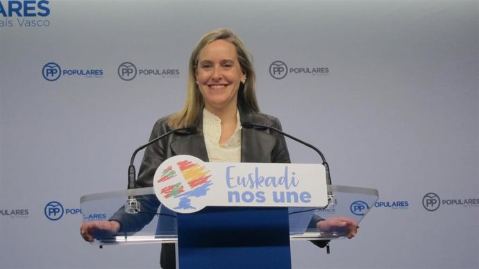 La secretaria general del PP vasco, Amaya Fernández, en rueda de prensa en Bilbao