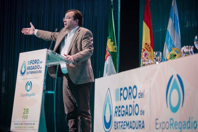 El presidente de la Junta, Guillermo FErnández Vara, en un acto en Villanueva de la Serena