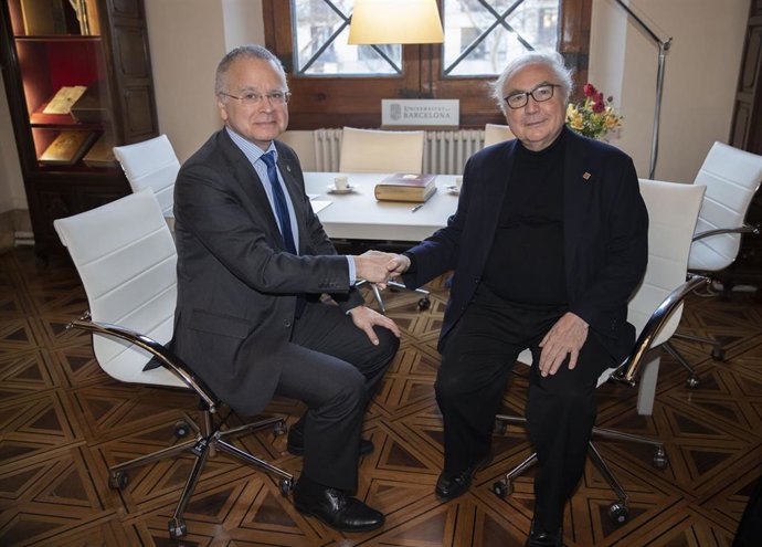 El rector de la UB Joan Elias y el ministro Manuel Castells