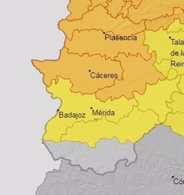 Alerta por lluvias y viento en Extremadura