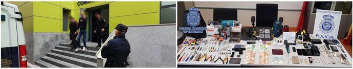 Imagen de los detenidos y de los efectos intervenidos