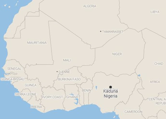 Mapa de Kaduna, Nigeria, donde ha tenido lugar el incidente
