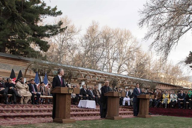 Ashraf Ghani, Jens Stoltenberg y Mark Esper