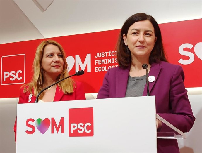 Eva Granados y Sonia Guerra (PSC) en rueda de prensa.