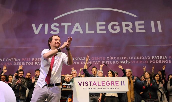 El secretario general de Podemos, Pablo Iglesias, en la Asamblea de Vistalegre II en 2017