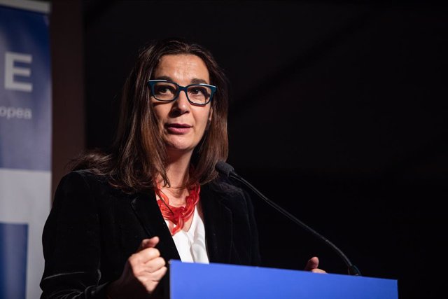 La directora de Mercats de Carboni Europeus de la Comissió Europea, Beatriz Yordi, intervé en la presentació del Pacte Verd Europeu, a la Pedrera, Barcelona (Espanya), 2 de març del 2020.