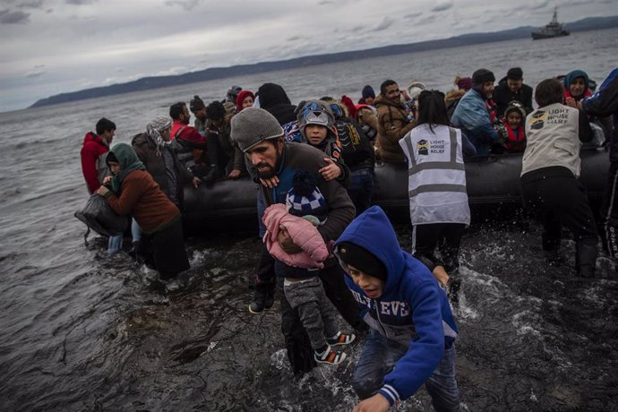 Llegada de migrantes y refugiados a Lesbos