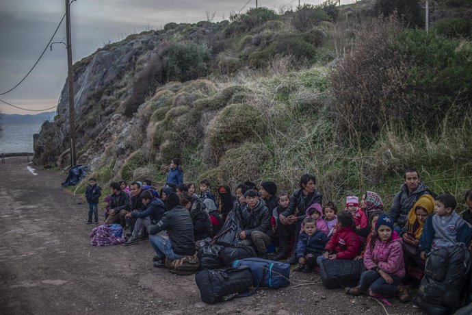 Migrants i refugiats arriben a Lesbos (Grcia)