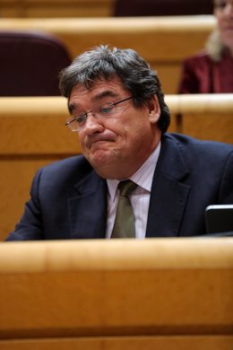 El ministro de Inclusión, Seguridad Social y Migraciones, José Luis Escrivá Belmonte, durante una sesión de control al Gobierno en el Senado