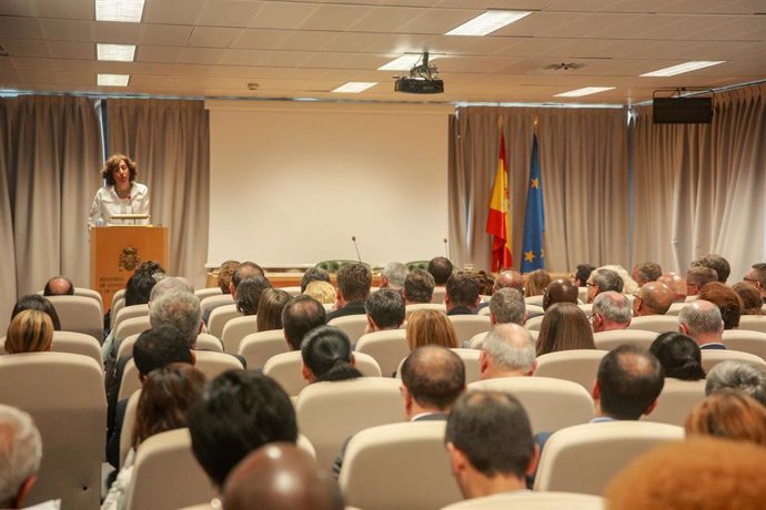 La secretaria de Estado para la España Global, Irene Lozano, durante la reunión con el Cuerpo Diplomático acreditado en España, para analizar la sentencia del Tribunal Supremo (TS) sobre el procés, en Madrid (España), a 14 de octubre de 2019.