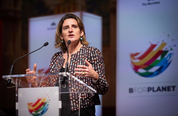 La vicepresidenta de Transición Ecológica, Teresa Ribera interviene en la presentación del BforPlane, el principal evento mundial para la sostenibilidad, que reúne a líderes empresariales internacionales para debatir y proponer soluciones a los grandes 