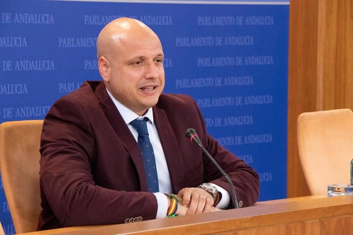 El portavoz parlamentario adjunto de Vox, Rodrigo Alonso, en rueda de prensa.