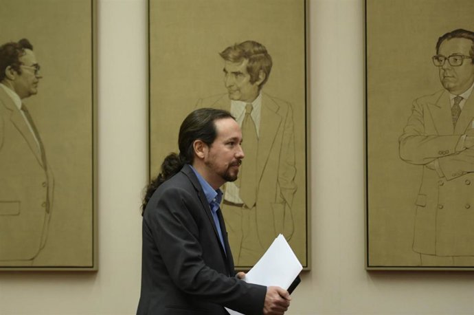 El vicepresidente segundo y ministro de Derechos Sociales y Agenda 2030, Pablo Iglesias a su llegada a la Comisión de Derechos Sociales y Políticas Integrales de la Discapacidad en el Congreso de los Diputados, en Madrid (España), a 13 de febrero de 202