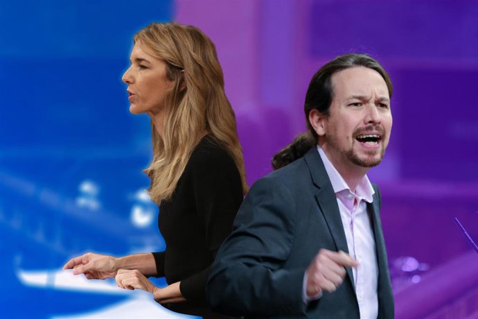 Montaje de la portavoz del PP en el Congreso de los Diputados, Cayetana Álvarez de Toledo, y del secretario general de Podemos y vicepresidente segundo y ministro de Derechos Sociales y Agenda 2030, Pablo Iglesias.