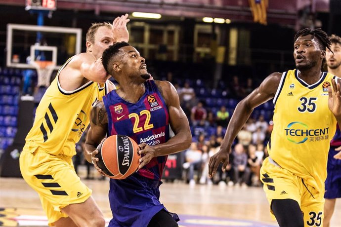 Cory Higgins, #22 of Fc Barcelona during the EuroLeague Basketball match between  FC Barcelona  and Alba Berlin at Palau Blaugrana, in Barcelona, Spain, on October 18, 2019
