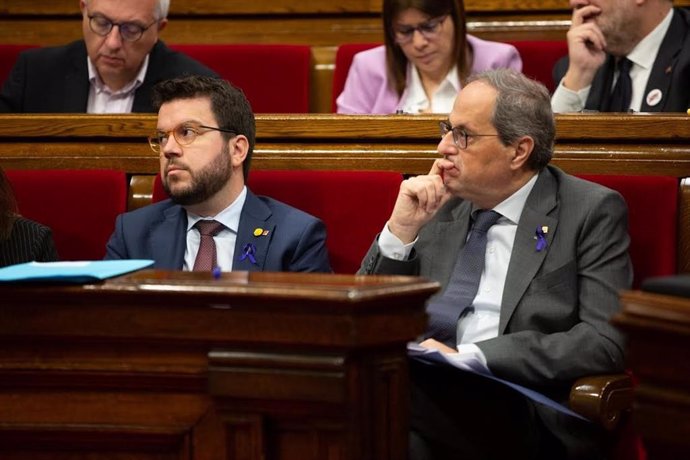 El vicepresidente de la Generalitat, Pere Aragons y el presidente de la Generalitat, Quim Torra
