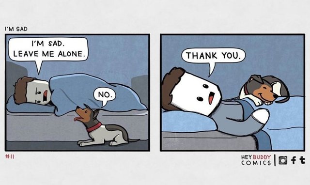 Un artista recrea los diálogos entre un perro y su dueño