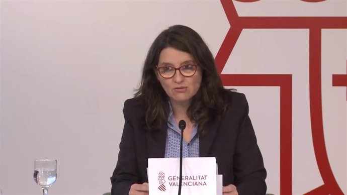 La vicepresidenta de la Generalitat Valenciana, Mónica Oltra, en rueda de prensa tras el pleno del Consell.