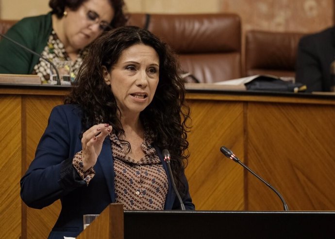 La consejeran andaluza de Igualdad, Políticas Sociales y Conciliación, Rocío Ruiz, en el Pleno del Parlamento.
